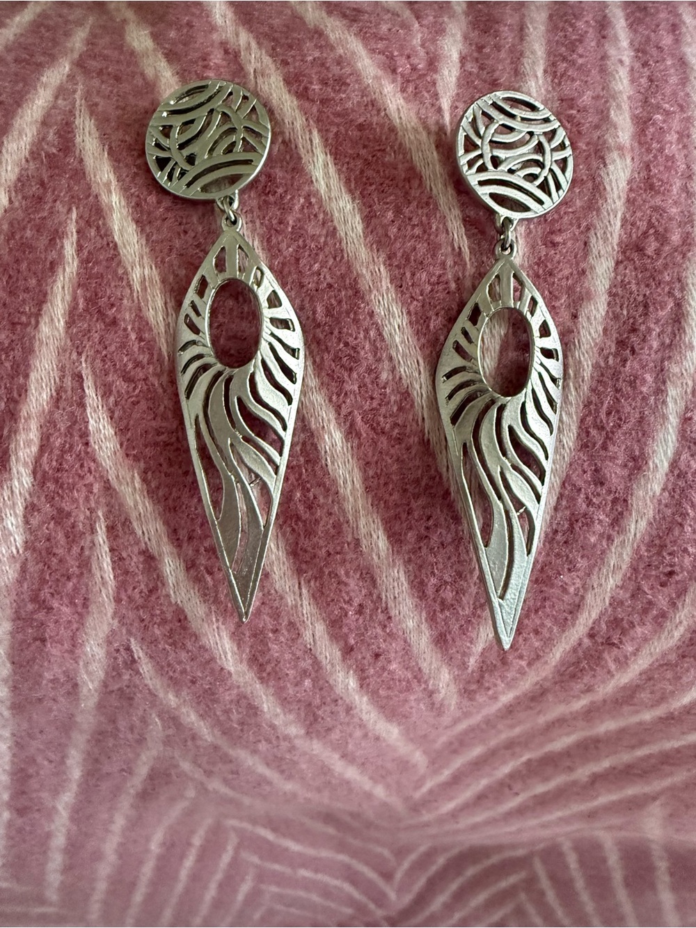 Silvertone Filigree Drop Earrings - Women Jewelry